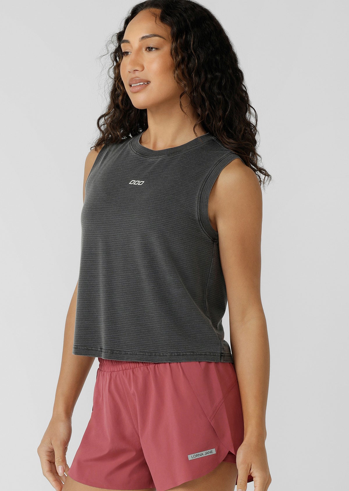 Lorna Jane Iconic Washed Active Tank - Washed Black