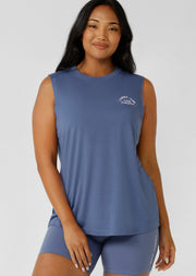 Lorna Jane Lotus Muscle Tank - Misty Blue