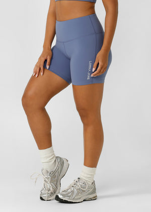 Lorna Jane Lotus No Chafe Phone Pocket 12cm Bike Shorts - Misty Blue
