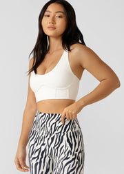 Lorna Jane Corset Long Line Bra - Porcelain