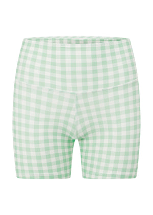 Lorna Jane Sweet Gingham 14cm Bike Shorts - Soft Mint Ranch Gingham Print