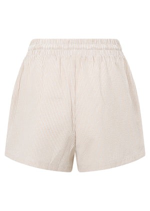 Lorna Jane Country Club Seersucker Shorts - Latte Stripe