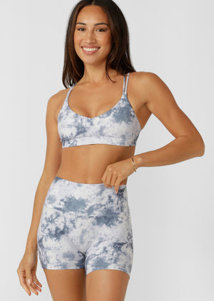 Lorna Jane Sky High Tie Dye All Day Sports Bra - Titanium Tie Dye Print