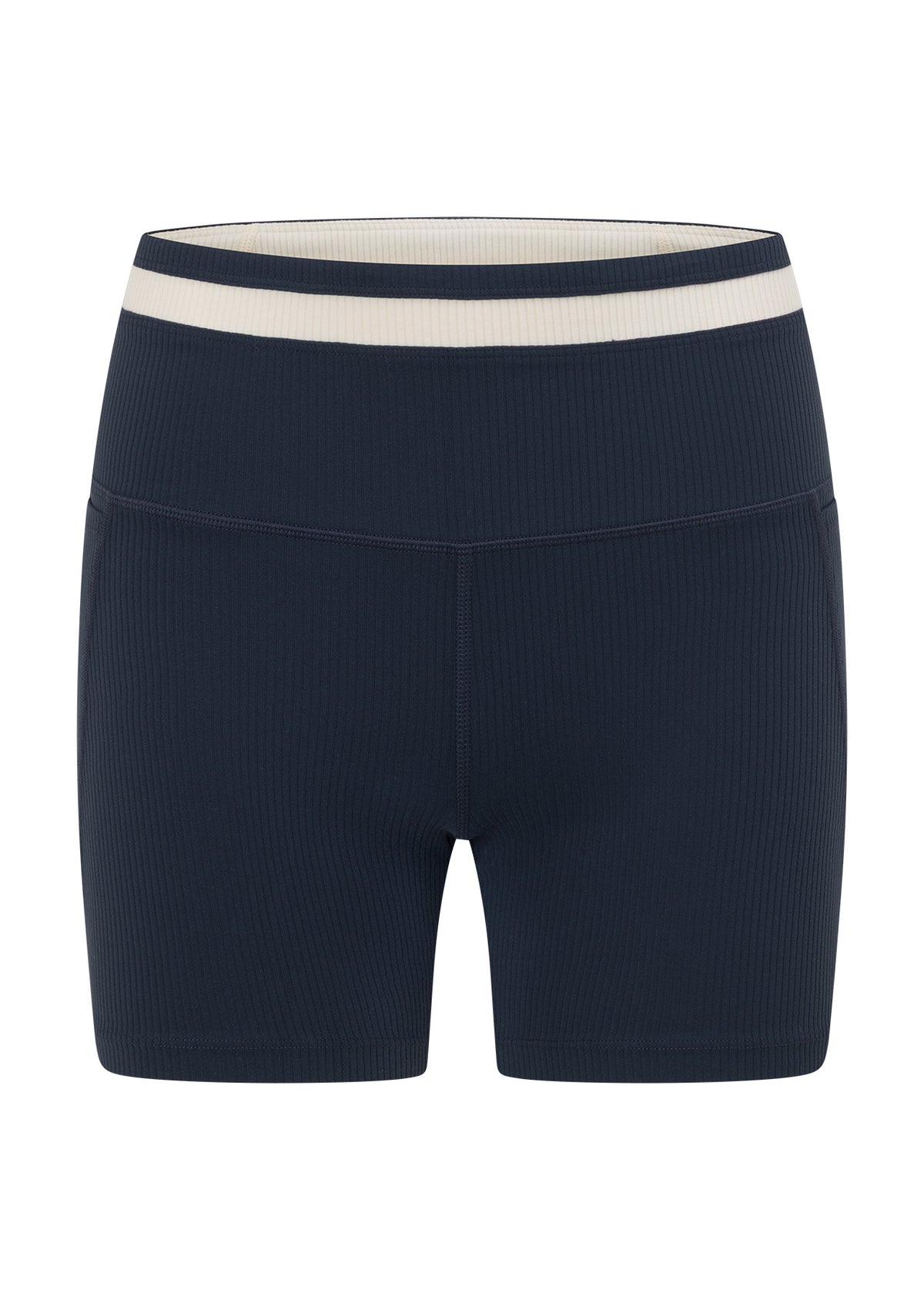 Lorna Jane Siren Luxe Rib 14cm Bike Shorts - Platinum Navy