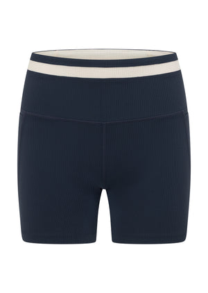 Lorna Jane Siren Luxe Rib 14cm Bike Shorts - Platinum Navy