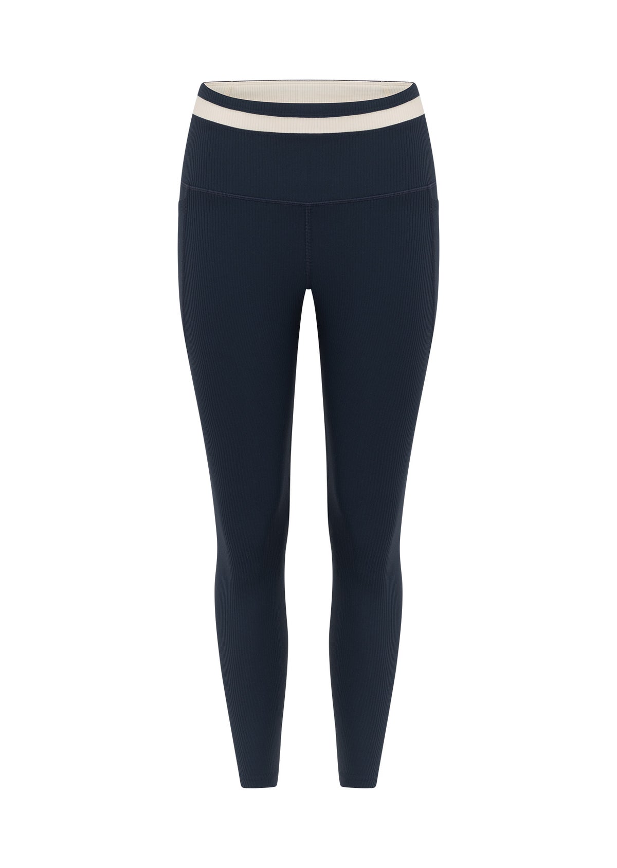 Lorna Jane Siren Luxe Rib Ankle Biter Leggings - Platinum Navy