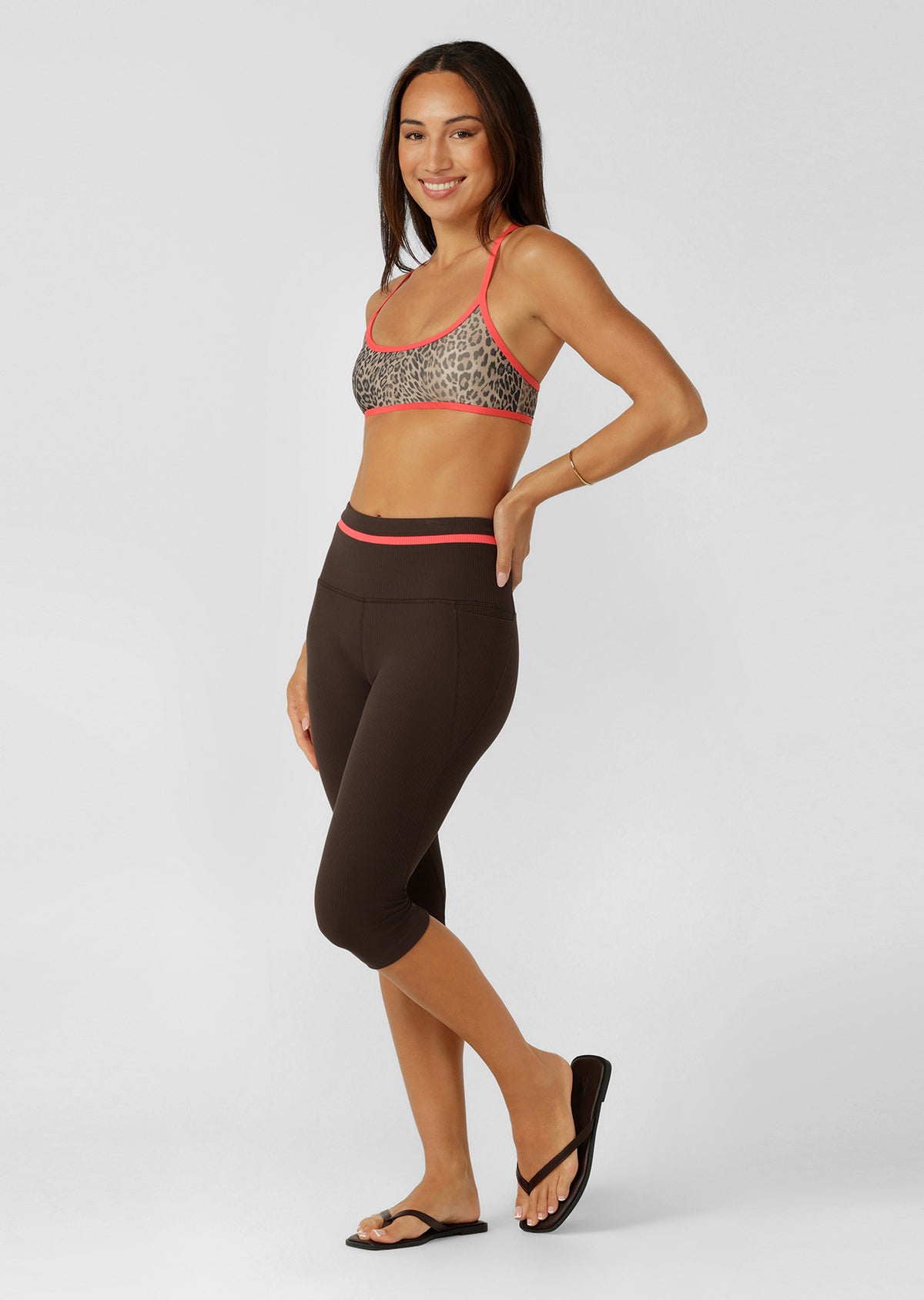 Lorna Jane Circuit Luxe Rib 3/4 Capri Leggings - Volcano