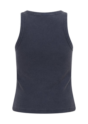 Lorna Jane LJ Basics Washed Rib Tank - Washed Platinum Navy