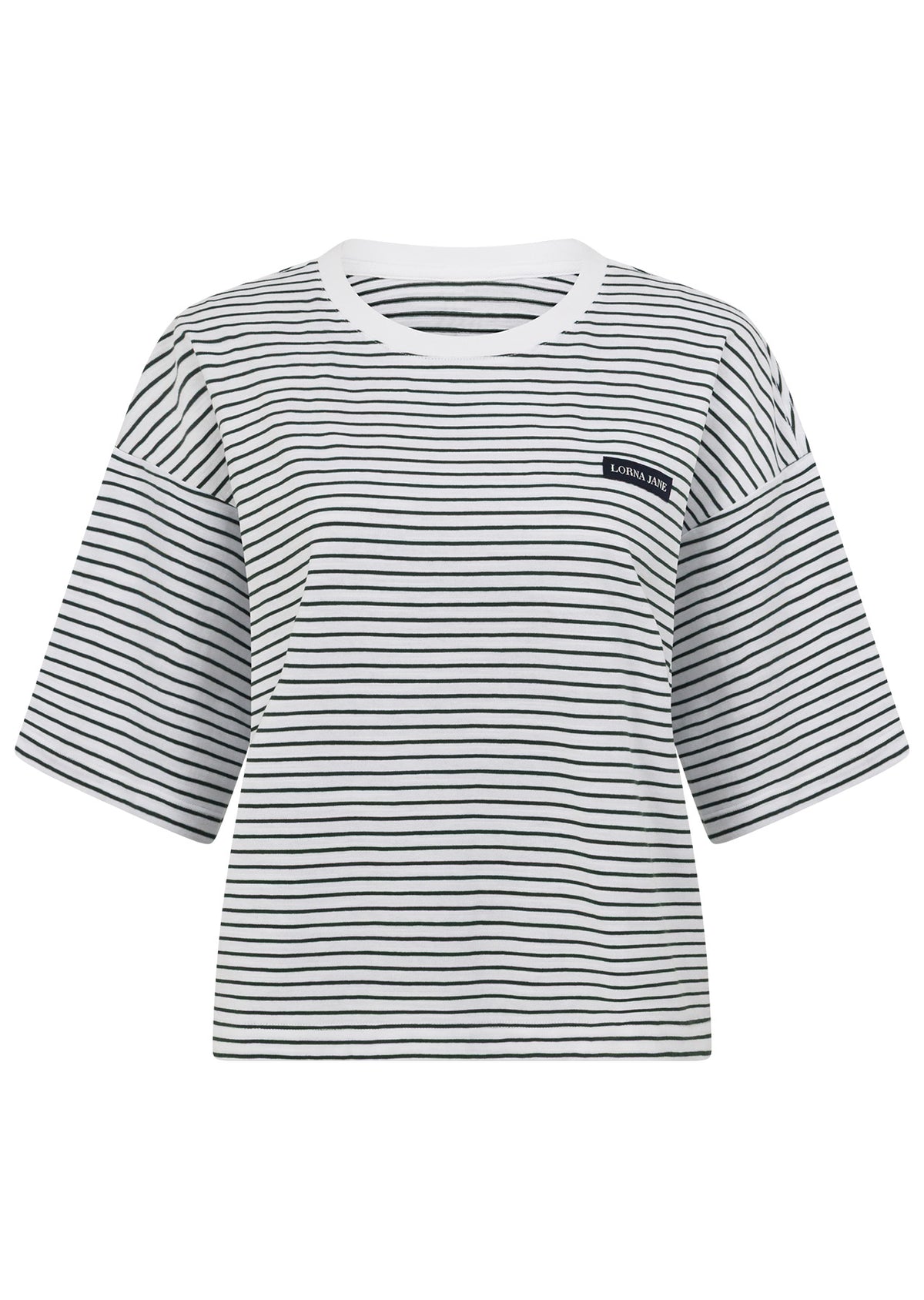 Lorna Jane Heartstrings T-Shirt - Fig Green Mini Stripe