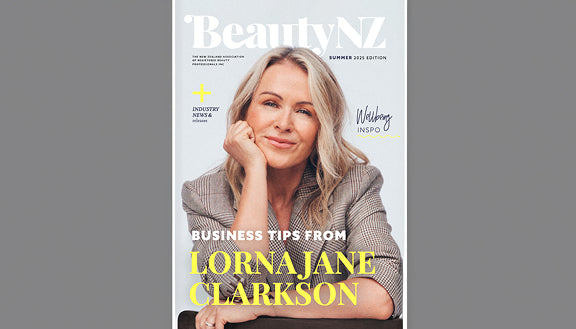 Lorna Jane Clarkson on the front cover of magazine BeautyNZ