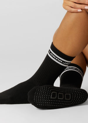Lorna Jane Pilates Grip Crew Socks - Black