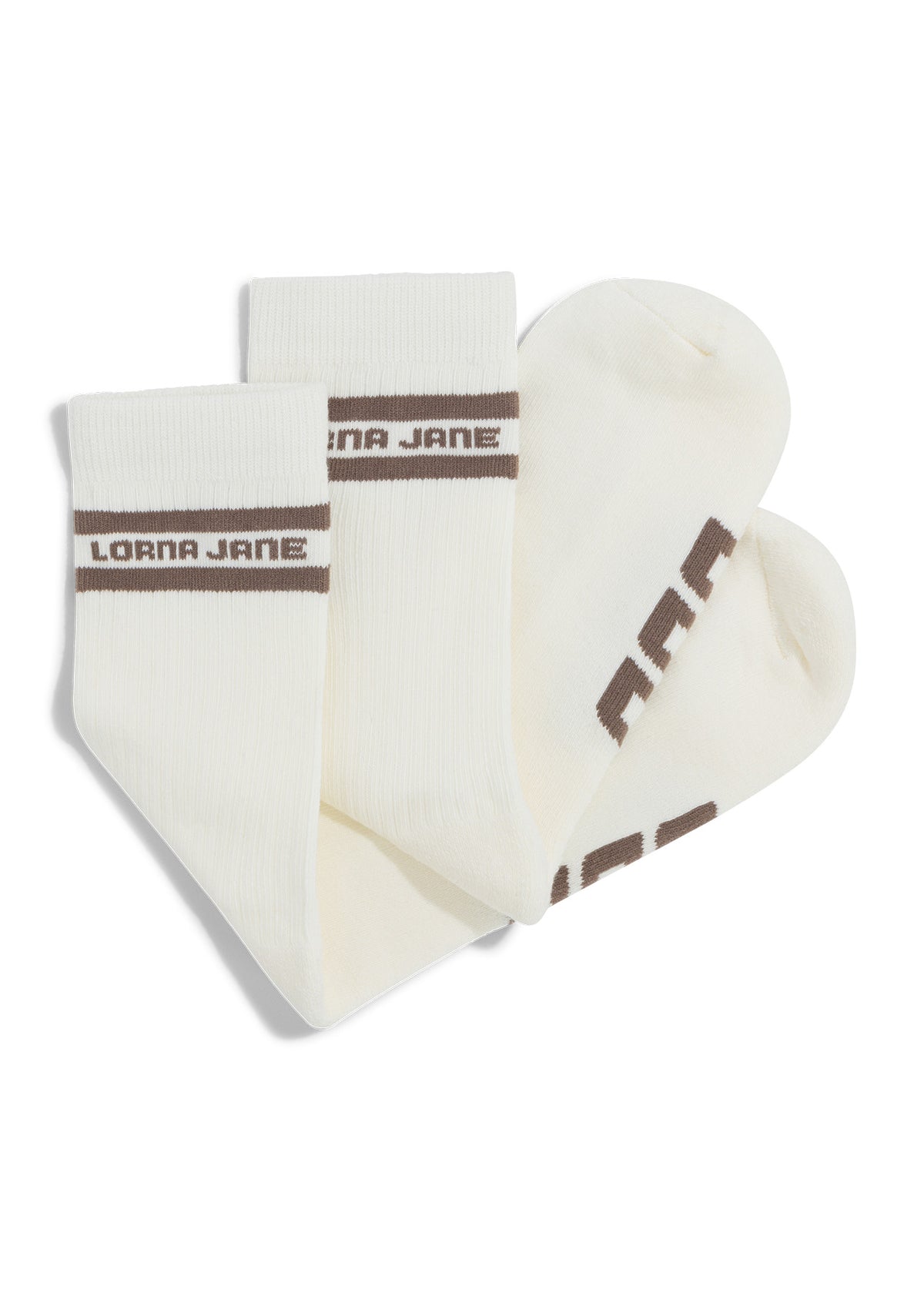 Lorna Jane Sporty Crew Socks - Porcelain/Cedar