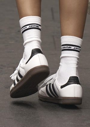 Lorna Jane Sporty Crew Socks - White/Black