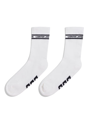 Lorna Jane Sporty Crew Socks - White/Black