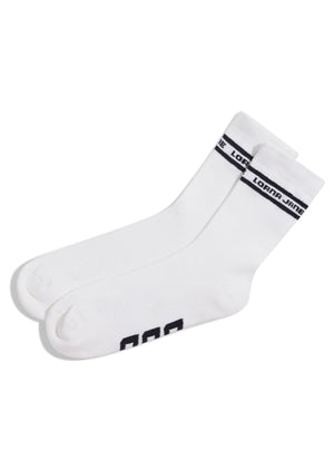 Lorna Jane Sporty Crew Socks - White/Midnight Blue