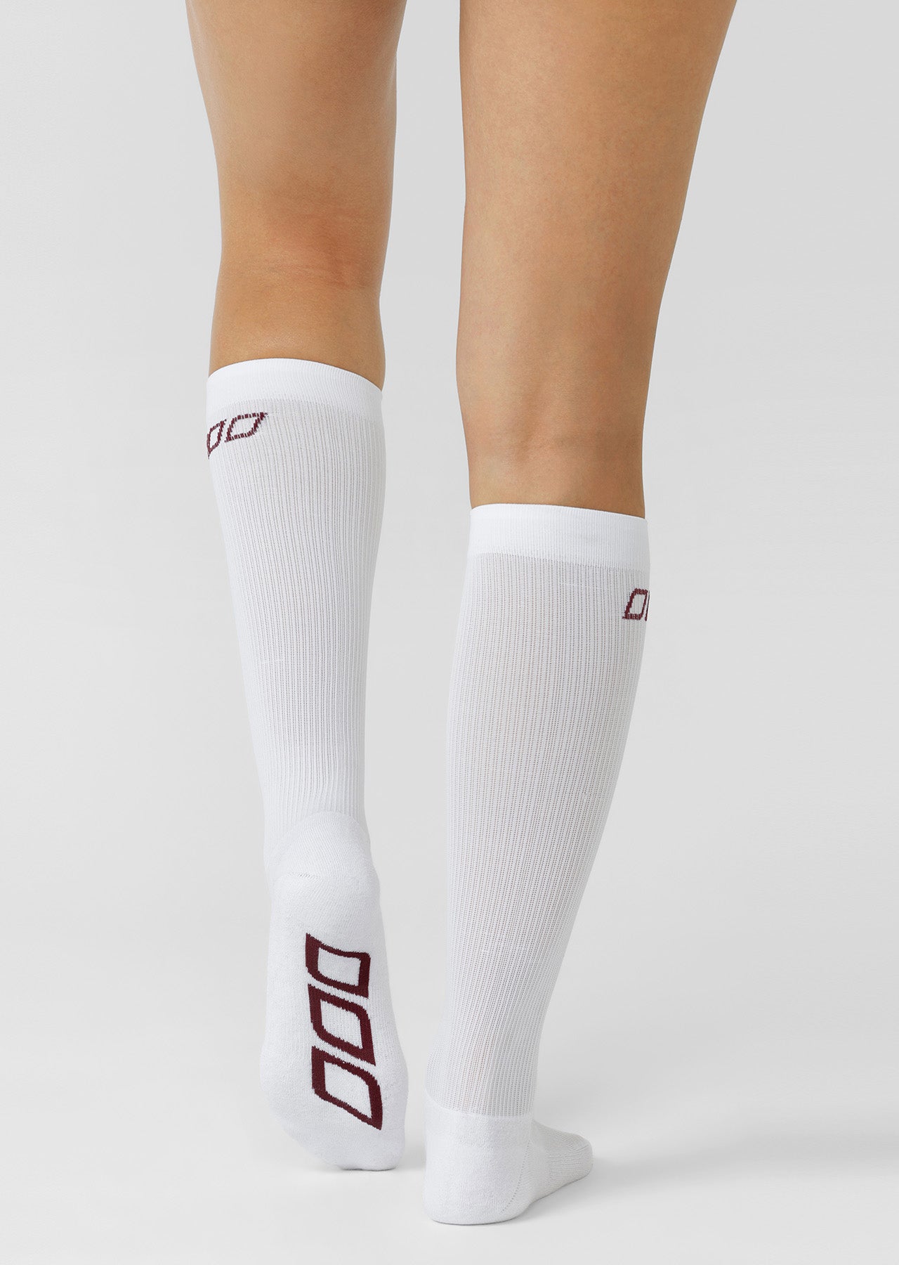 Lorna Jane Soft Compression Socks - White & Dark Ruby
