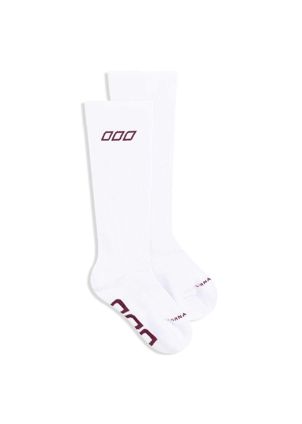 Lorna Jane Soft Compression Socks - White & Dark Ruby