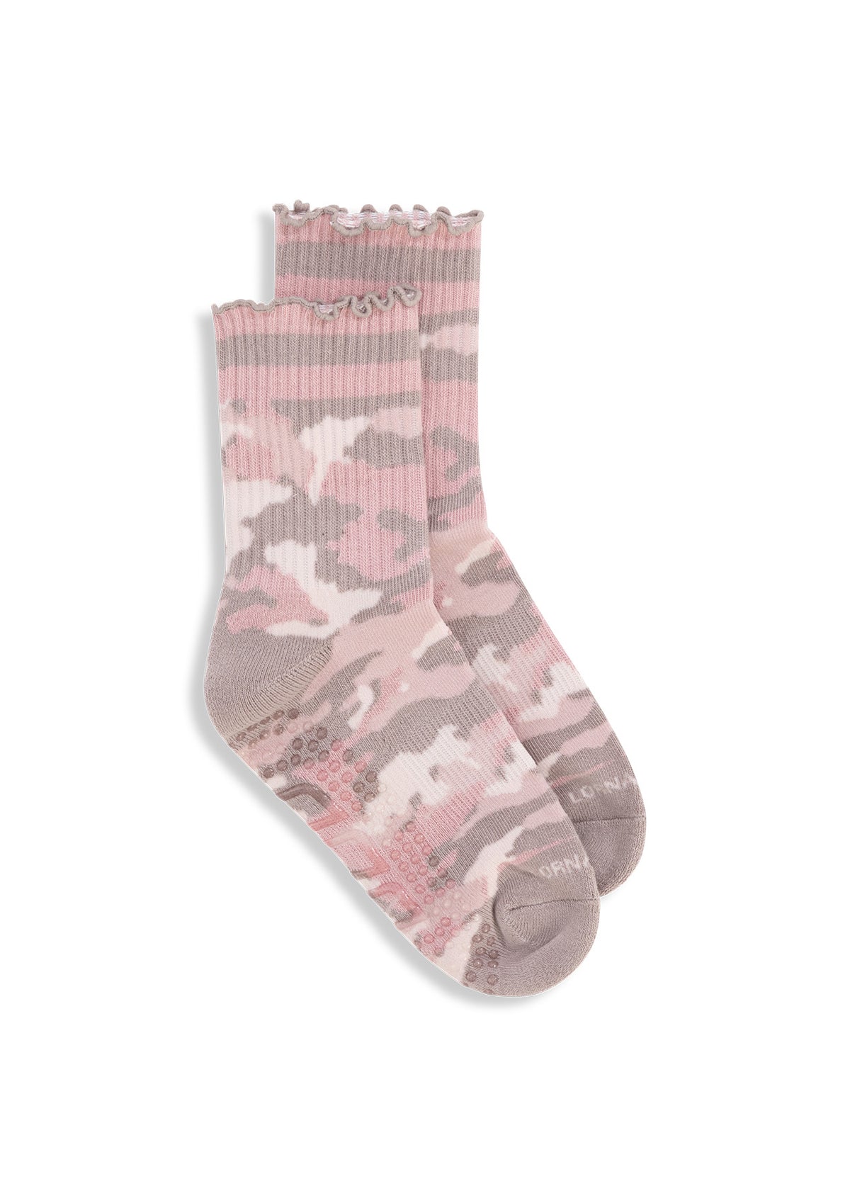 Lorna Jane Cute In Camo Pilates Grip Crew Socks - Pink Camo