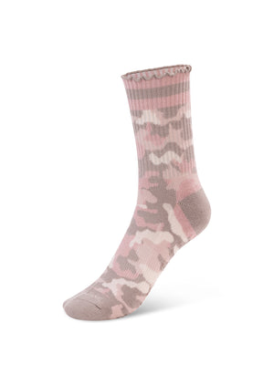 Lorna Jane Cute In Camo Pilates Grip Crew Socks - Pink Camo