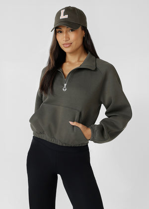 Lorna Jane LJ Letterman Cap - Washed Dark Khaki Haze