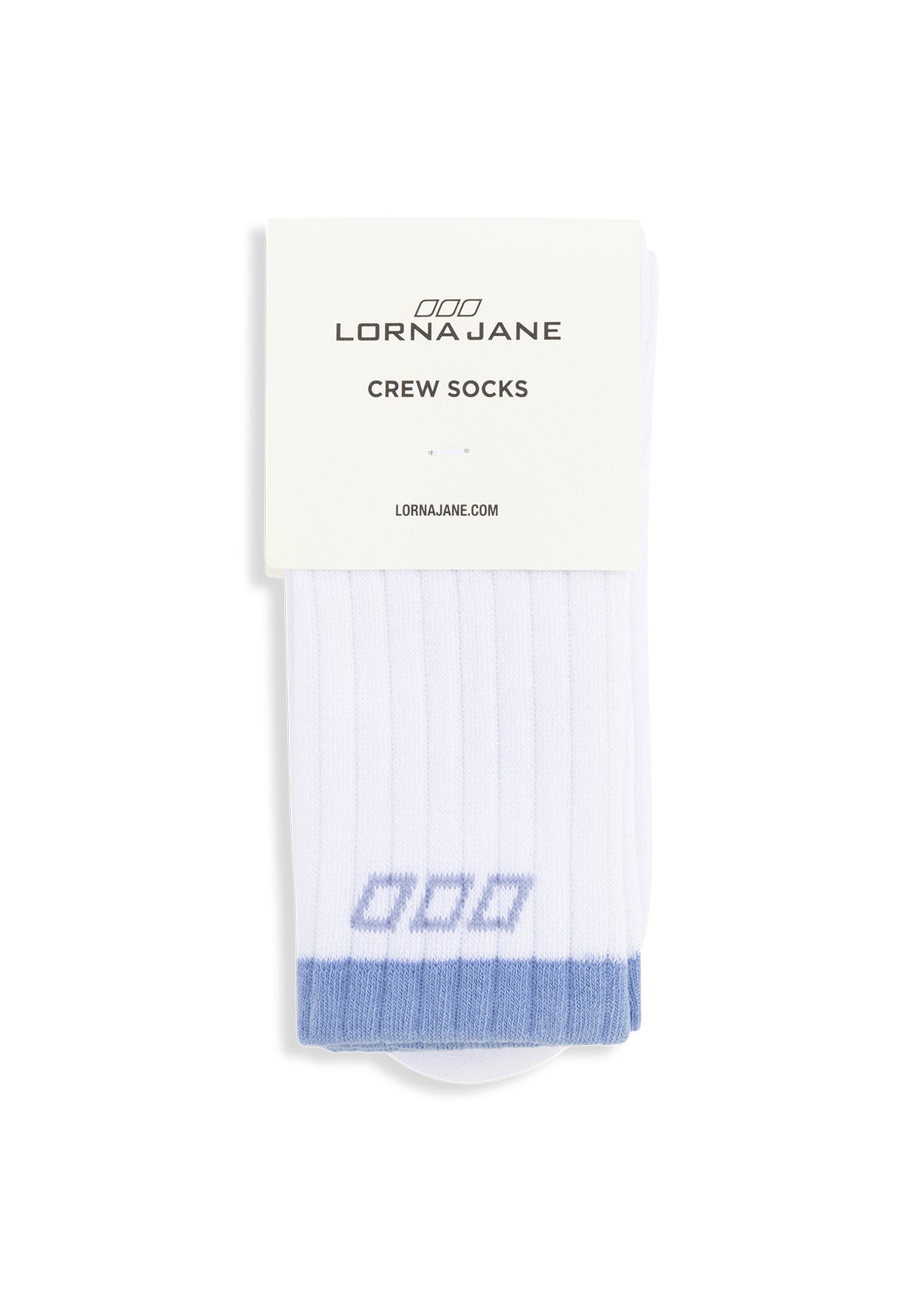 Lorna Jane Goal Line Sports Crew Socks - White & Beach House Blue
