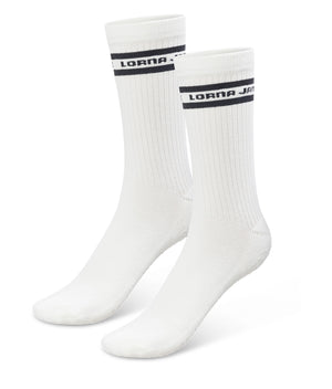 Lorna Jane Pilates Grip Crew Socks - Porcelain/ Black