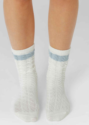 Lorna Jane LJ Cable Knit Scrunch Socks - Porcelain & Vibrant Sky