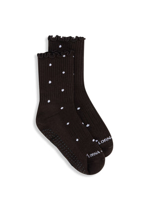 Lorna Jane Sweet Spot Pilates Grip Crew Socks - Volcano Polka Dot