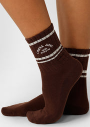 Lorna Jane Lotus Crew Socks - Truffle & Porcelain