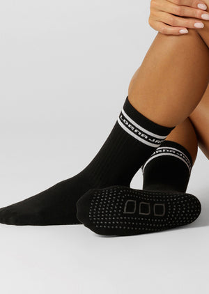 Lorna Jane Pilates Grip Crew Socks - Black