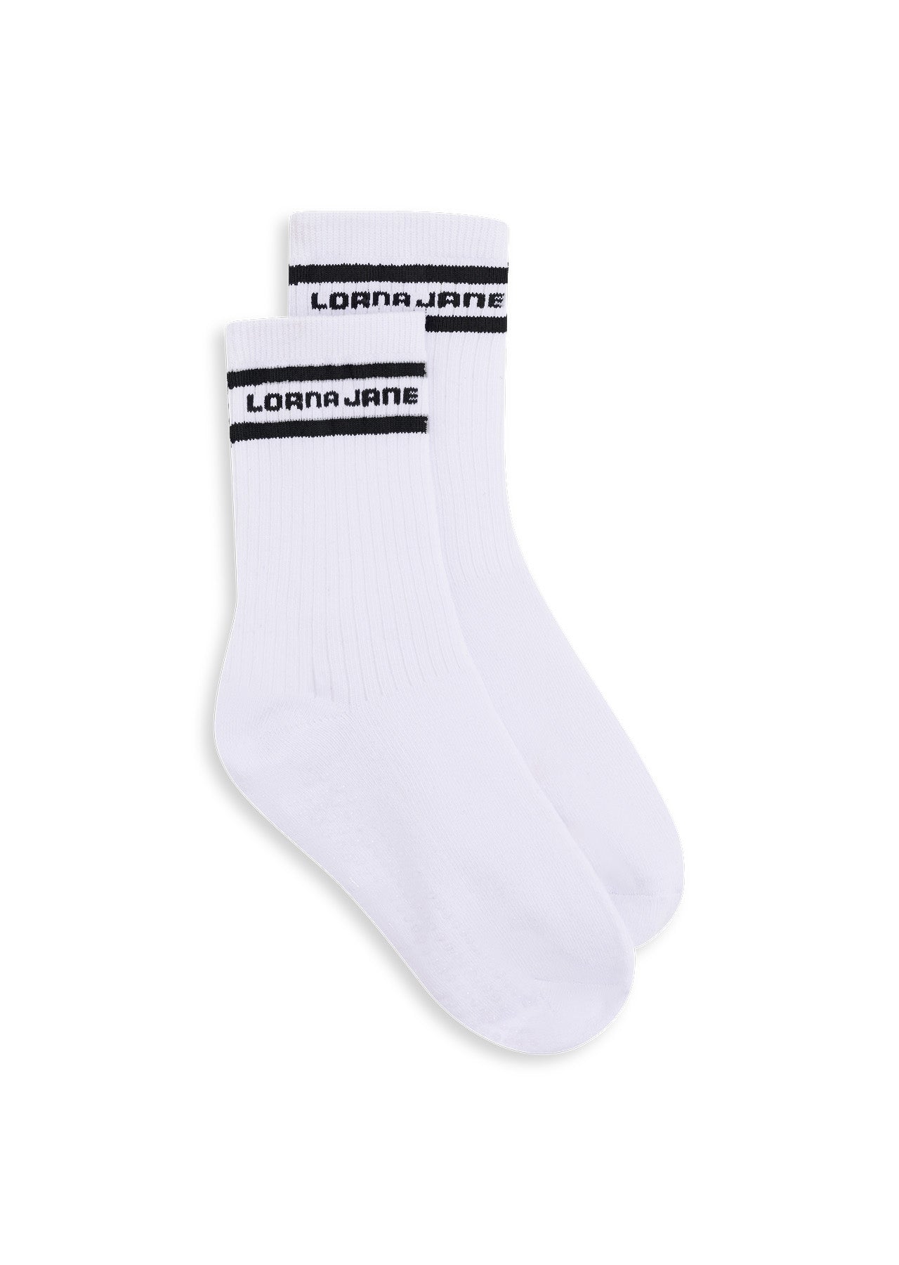 Lorna Jane Pilates Grip Crew Socks - White & Black