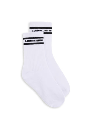 Lorna Jane Pilates Grip Crew Socks - White & Black