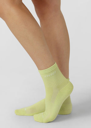 Lorna Jane LJ Quarter Crew Socks - Lime Cordial & White