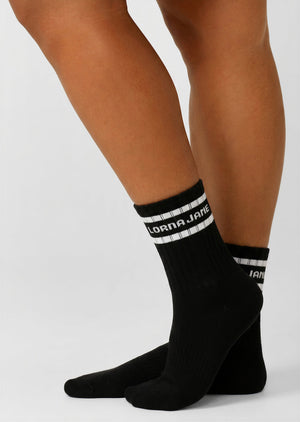 Lorna Jane Sporty Crew Socks - Black & White