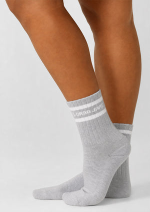 Lorna Jane Sporty Crew Socks - Grey Marl & Porcelain