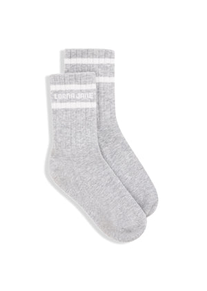 Lorna Jane Sporty Crew Socks - Grey Marl & Porcelain