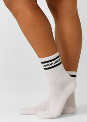 Lorna Jane Sporty Crew Socks - White & Black
