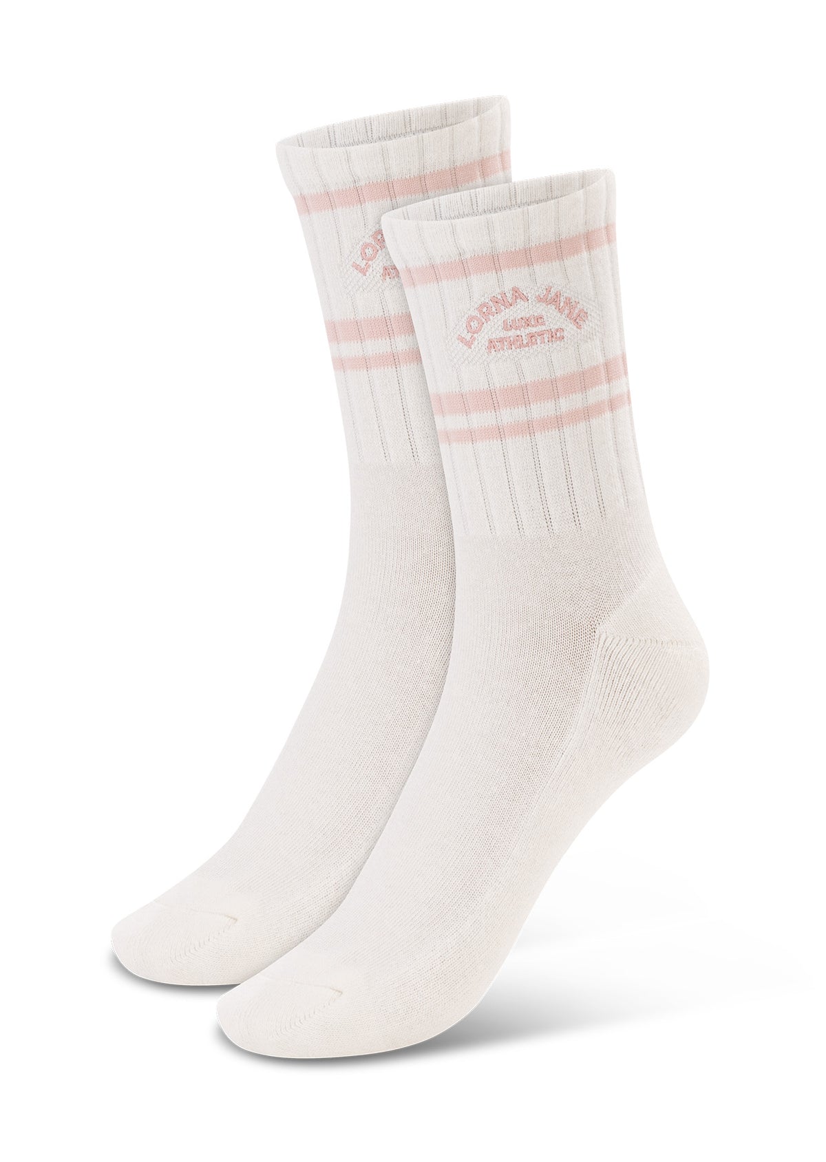 Lorna Jane 3PK Multi Crew Socks - Porcelain & Pale Peony
