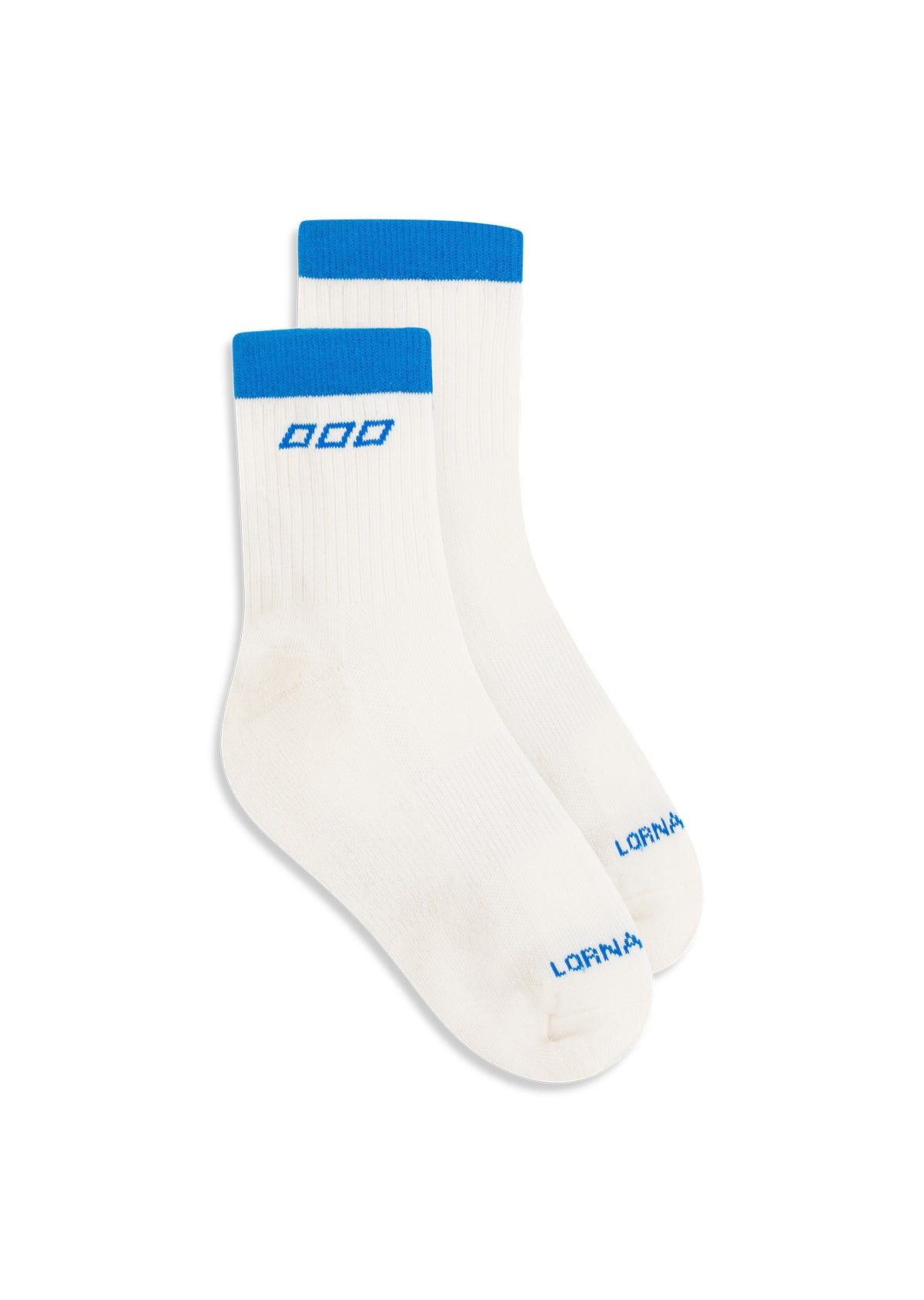 Lorna Jane Sporty Stripe Quarter Crew Socks - Porcelain & Capri Blue
