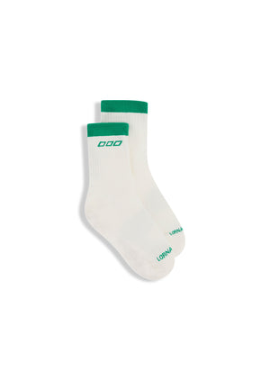 Lorna Jane Sporty Stripe Quarter Crew Socks - Porcelain & Kelly Green