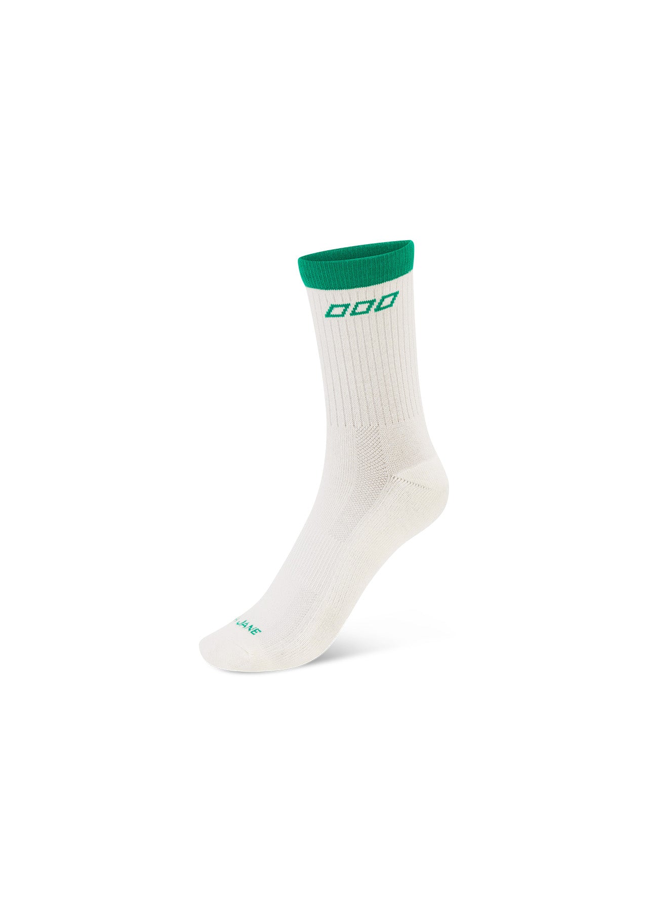 Lorna Jane Sporty Stripe Quarter Crew Socks - Porcelain & Kelly Green