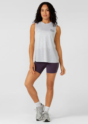 Lorna Jane Lotus Muscle Tank - Light Grey Marl