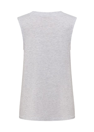 Lorna Jane Lotus Muscle Tank - Light Grey Marl