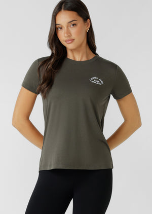 Lorna Jane Lotus T-Shirt - Dark Khaki Haze