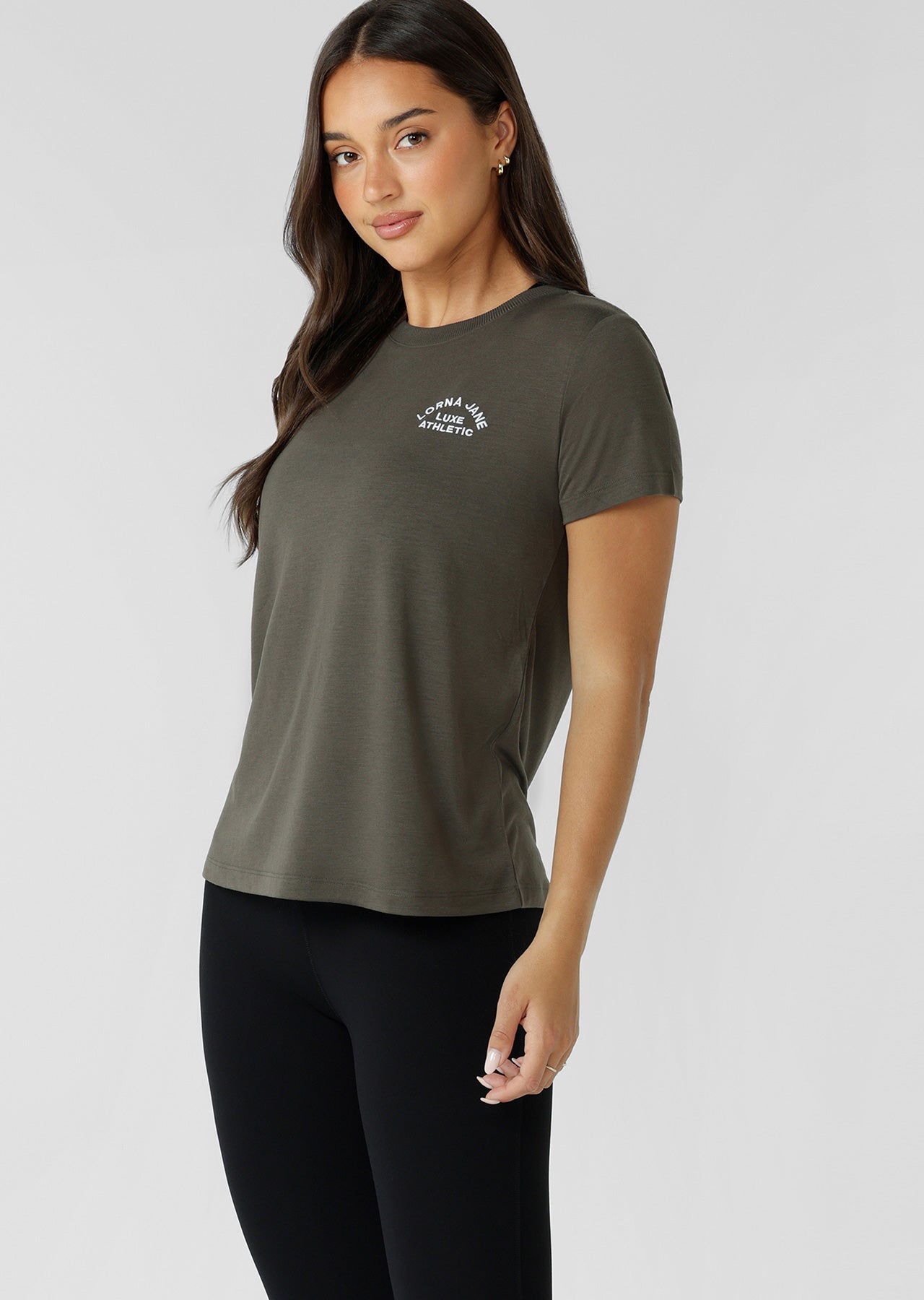 Lorna Jane Lotus T-Shirt - Dark Khaki Haze