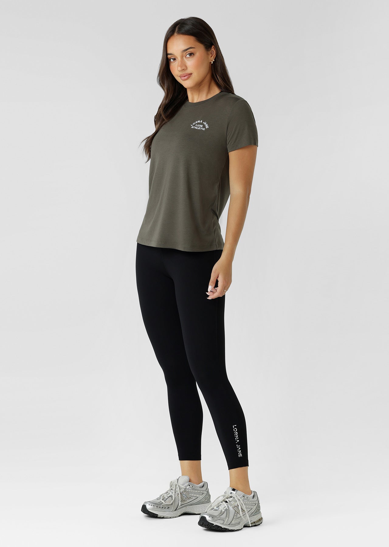 Lorna Jane Lotus T-Shirt - Dark Khaki Haze