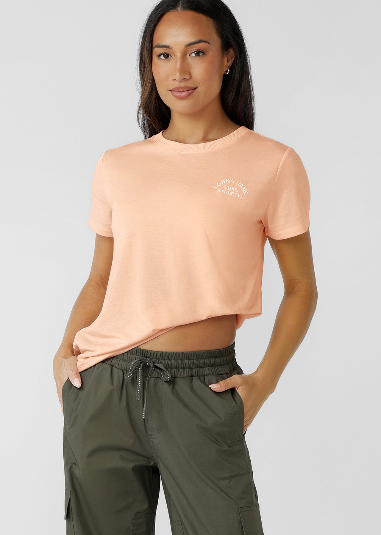 Lorna Jane Lotus T-Shirt - Pale Peach