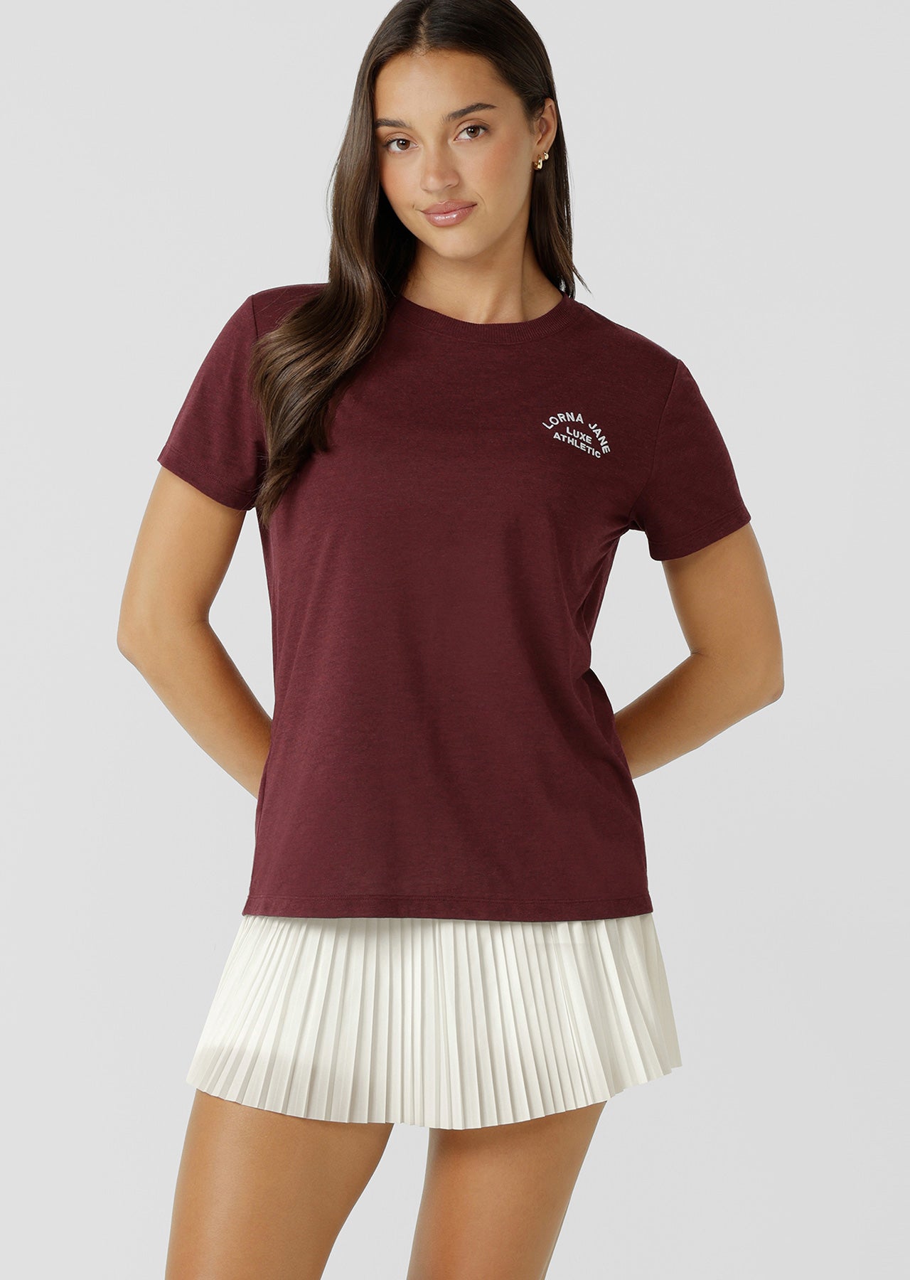 Lorna Jane Lotus T-Shirt - Plum Red Marl