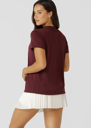 Lorna Jane Lotus T-Shirt - Plum Red Marl