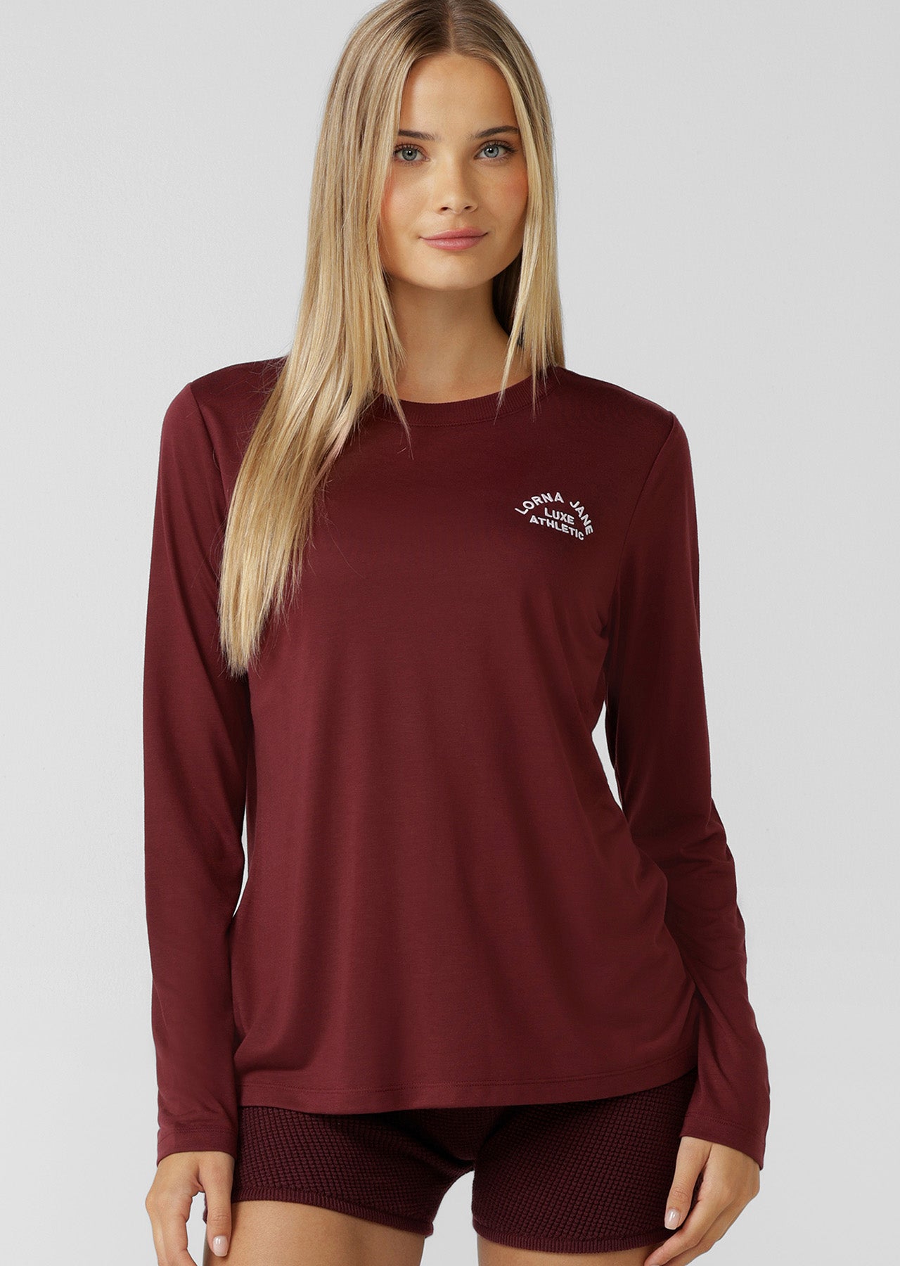 Lorna Jane Lotus Long Sleeve Top - Dark Ruby